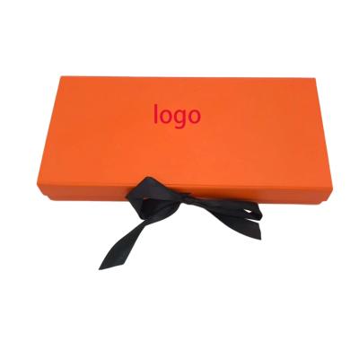 China Custom Recyclable High Quality Orange Luxury Rigid Cardboard Packaging Foldable Gift Boxes / Magnetic Folding for sale