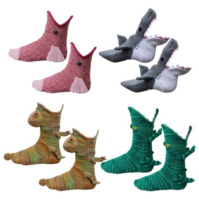 China Factory 3D Breathable Women Socks Factory Girls Calzini Coccodrillo Cartoon Carp Shark Christmas Gift Knitted Cute Crocodile Socks for sale