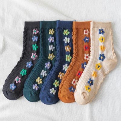 China 2021 Retro Lolita Casual Sox Colorful Women Antibacterial Socks Cute Flower Girl Socks Wholesale for sale