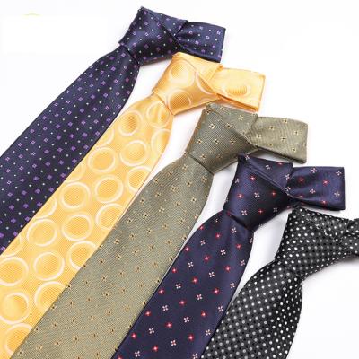 China Slim Blue Jacquard Silk Dot Ties Ascot Cravat Neckties Men's Business Formal Party Polyester Silk Wedding Ties for sale