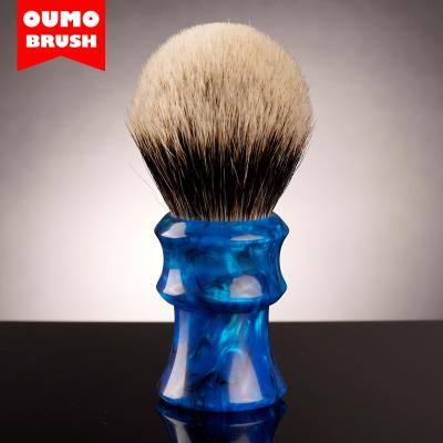 China Shaving Brush OUMOBRUSH- Green Resin Handle & Manchuria Harsh Shaving Brush for sale