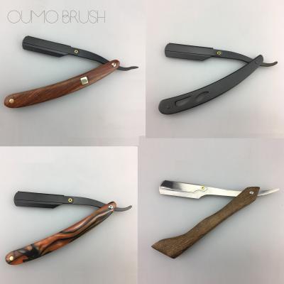 China New Design Handle Straight Razor Replacement Single Blade High Quality Wood Box Manual Blade Razor for sale