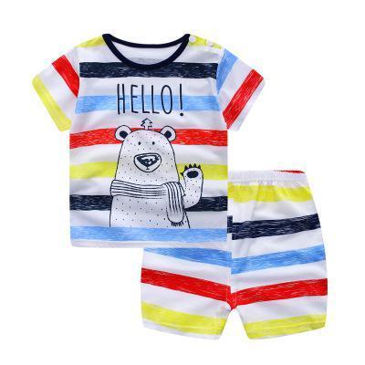 China Fashion Baby Boy Casual Sport Set Infant Boy's Clothing Set Striped Newborn Baby Clothes Short Sleeve for sale