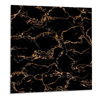 China Chinese Style Marble Designs Polished Interior Vitrified Glazed Floor Porcelain Tile Black for sale