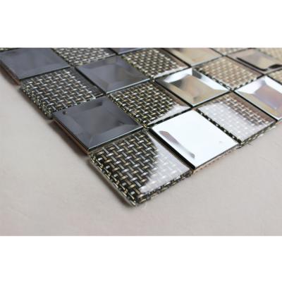 China Modern Glitter Crystal Glass Mosaic Square Tile Bronze and Brown 3d Glass Mosaic for sale