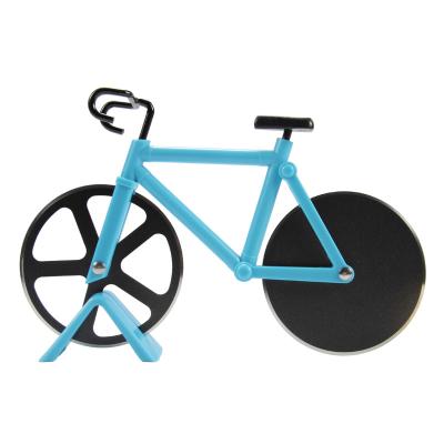 China New Bicycle Pizza Cutter Durable Double Wheel Non-Stick Cutter Wheels Stainless Steel Bike Pizza Slicer for sale