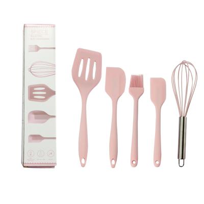 China Sustainable Wholesale Price 5 Pcs Silicone Kitchen Cooking Tools Utensils Set Cookware for sale