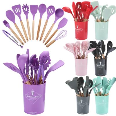 China New Viable Silicone 12 Piece Baking Spatula DIY Tool Kit Scraper Cake Utensils Cookware For Kitchen Shovel Egg Stirring Baking for sale