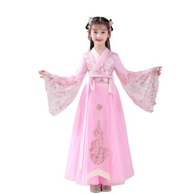 China 2021 Frivolous Hanfu Breathable Longuette Chinese Style Children Summer Clothes for sale