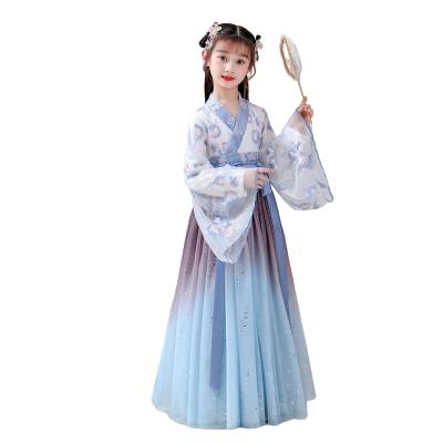 China Girl Breathable Autumn Hanfu Long Sleeve Dress Kids Tangsuper Princess Skirt Fairy Long Dress for sale