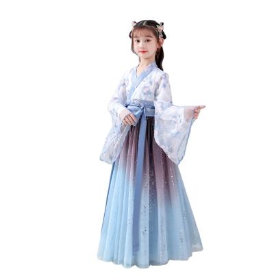 China Long Sleeve Breathable Traditional Chinese Tang Suit Equipment Children Girls Hanfu Costume Wholesale Boutique Dress for sale