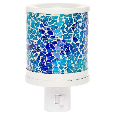 China New Design Glass Chinese Incense Plug In Wax Warmer Mosaic Aroma Glass Lamp Candle Wax Melting Heater for sale