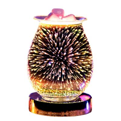 China AROMATIC Electric Wax Melt Warmer 3D Glass Scented Wax Melt Burner with LED Touch Function for Home for sale