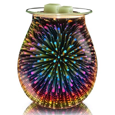 China AROMATIC Glass Electric Wax Warmer Fireworks 3D Scented Wax Melt Burner For Bedroom Living Room for sale