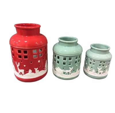 China Modern Colorful Ceramic Essential Custom Candle Holders For Christmas Decorative for sale