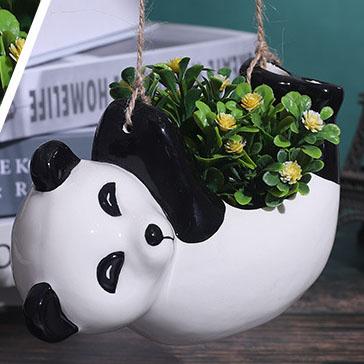 China Hot sale animal painted pot of ceramic potted plant artificial flowers minimalist ceramic deco vase for sale