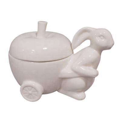 China Holiday decoration & Gift Easter Hutch Designs Ceramic Easter Rabbit With Fruits For Home Decoration for sale