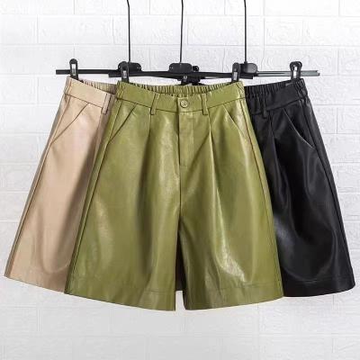 China 2022 Fashion Shorts PU Simple Faux Leather Anti-static Spring Summer Autumn Female Shorts for sale