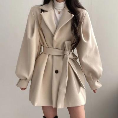 China Anti-wrinkle 2022 autumn and winter new products in the common European woolen women's coat coat suit casual and comfortable mid-length collar suit for sale