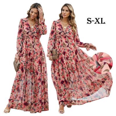 China 2022 Spring Breathable Dress Bodycon Pencil Long Sleeve Maxi Plus Size Dresses Women Casual Dress for sale