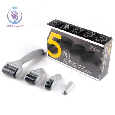 China Anti-Puffiness 1.5mm Titanium 5 In 1 Derma Roller 540 Pin Needles Mark Removal for sale