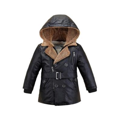 China New fashion buckshot sustainable boy anorak jacket long leather jacket with hood for sale