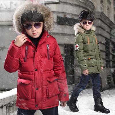 China Cotton-padded Anti-wrinkle heavy fur collar long clothes coat for kids fashions design kids winter jackets for sale