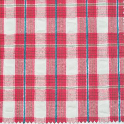 China Breathable Cotton Yarn-Dyed Cotton Seersucker Big Check Fabric For Shirting for sale