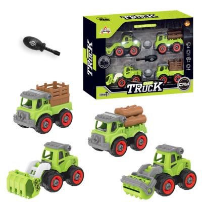 China Diecast Toy Farmer's Car Child Toy Boy DIY Nut Set Puzzle and Diecast Simulated Slide Transporter Construction Truck Toy for sale