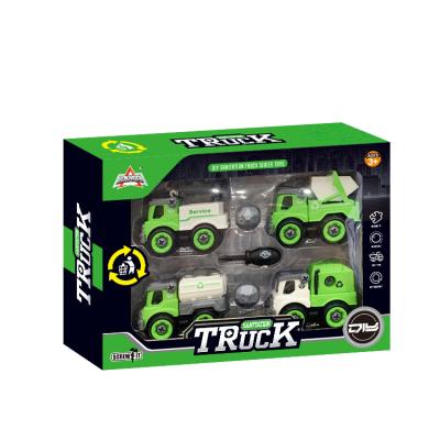 China Diecast Toy Boy DIY Nut Set Puzzle Sanitation Truck Children Toy Remove Simulated Slide Waste Model Construction Truck Toy for sale