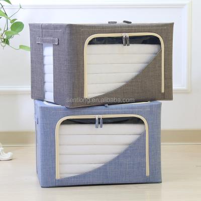 China Sustainable Household Items Organizer Foldable Fabric Living Box With Lid for sale