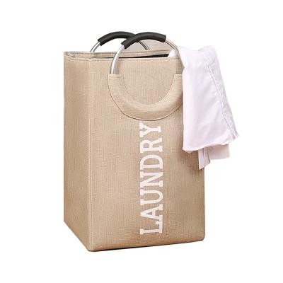 China New Sustainable Folding Laundry Basket Storage Household Clothes With Portable Cotton And Canvas for sale