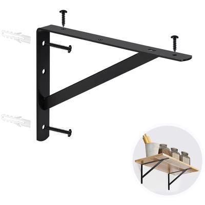 China 8 Inch Right Angle Black Shelf Brackets Brace Bracket Corner L Support QH-094 for sale