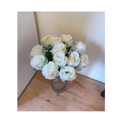 China Wedding Home Decoration Plastic Artificial Rose Flower Bunch Rose Bouquet Factory Price Direct Sale for sale