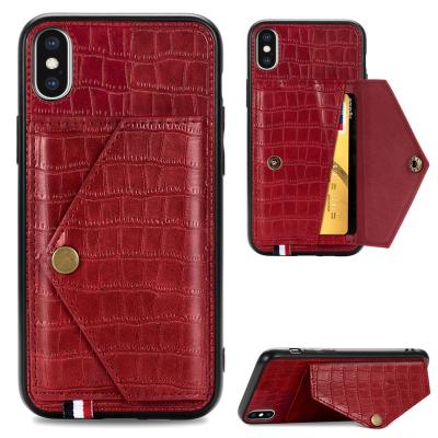 China 2020 New Product Phone Case For IPhone 8 Se 7 Plus Crocodile PU Leather Back Cover Case With Tri Case Holder For iphone7 For iphone7/8 plus/SE for sale