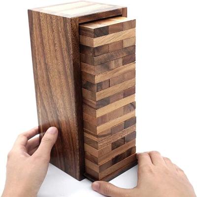 China Natural Material Board Games for Families and Kids with Tumbling Tower Classic Wood Block Stacking Games for sale