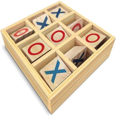 China Natural Material Wooden Tic-Tac-Toe Game, Small Travel Game With Fixed Spinning Pieces for sale