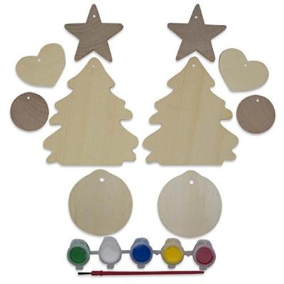 China Unfinished Wooden Europe, Heart, Ball And Star Christmas Tree Ornament Cut Outs for sale