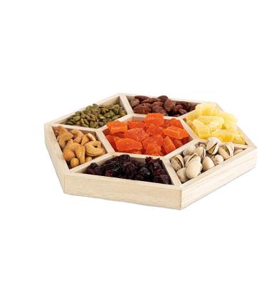 China Europe Hexagon Sectional Wooden Trays - Eco Friendly Decorative Wooden Tray for Dried Fruits and Sweets for sale