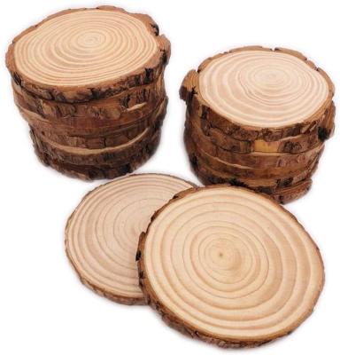 China Europe Unfinished Natural Wood Slices Circles With Bark For Coasters for sale