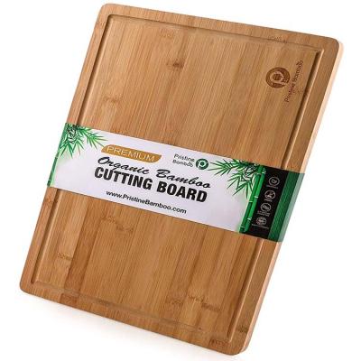 China Sustainable extra large bamboo cutting board with handles, Juice Grooves. Free non-slip handles. Wooden cutting boards for the kitchen for sale