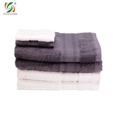 China Soft Gray White 100% Cotton 30*30cm Hotel Bath Towel Set for sale