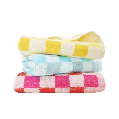 China Hot Selling Grid Face Netting Luxury 100% Cotton Jacquard Hand Towel Set Eco-friendly for sale