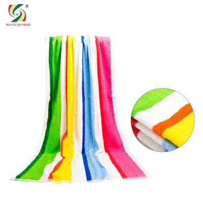 China 100% Colorful Jacquard Office Beach Toalla Beach Toalla 77X157cm Stripe Cotton Ocean Beach Towel Large for sale