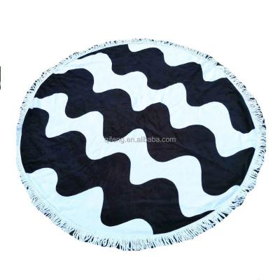 China Custom Jacquard Round Microfiber Pool Jacquard Beach Towel With Tessels for sale