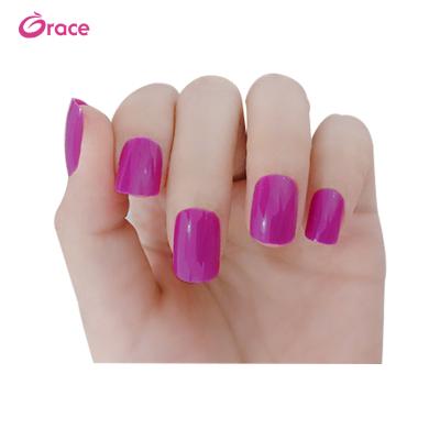 China DIY Nail Art F-3 Fake Nail Tips 24 Pcs/Box Full Coverage Press On Pure Red Colored Acrylic Nail Tips Wholesale for sale