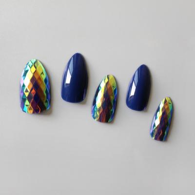 China DIY Nail Fake Art JOYME 1# 30pcs/box Press On Nails Fake Nail Dragon Scale Fish Scale Nail With Back Glue for sale