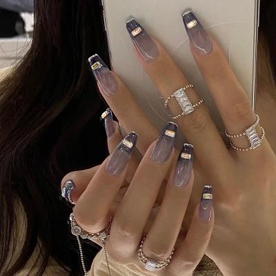 China DIY nail art X.21 European and American dark fake patch nail product detachable fake nail wear press on nail tips for sale