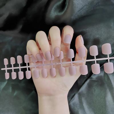 China DIY Nail Art TJP720 24 Pcs Full Cover Press On Nail Tips Short Square Frosting Matte Different Colors Finger Nail Tips Without Package for sale