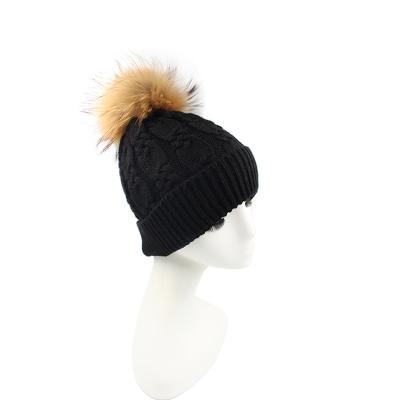 China New COMMON 2021 Multicolor Stylish Hair Ball Hat For Women Winter Pom Pom Hat for sale